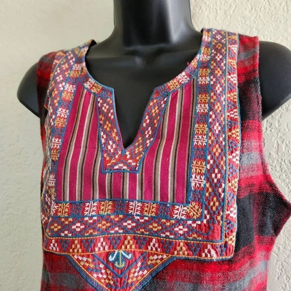 Free People Plaid Embroidered Dress - Picture 3 of 9